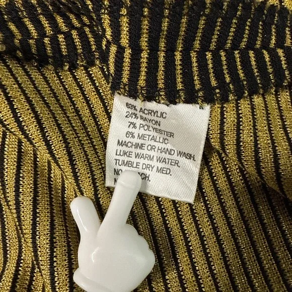 Misook Cardigan Blazer Jacket Womens XS Gold Black Textured Stripe - Picture 4 of 5